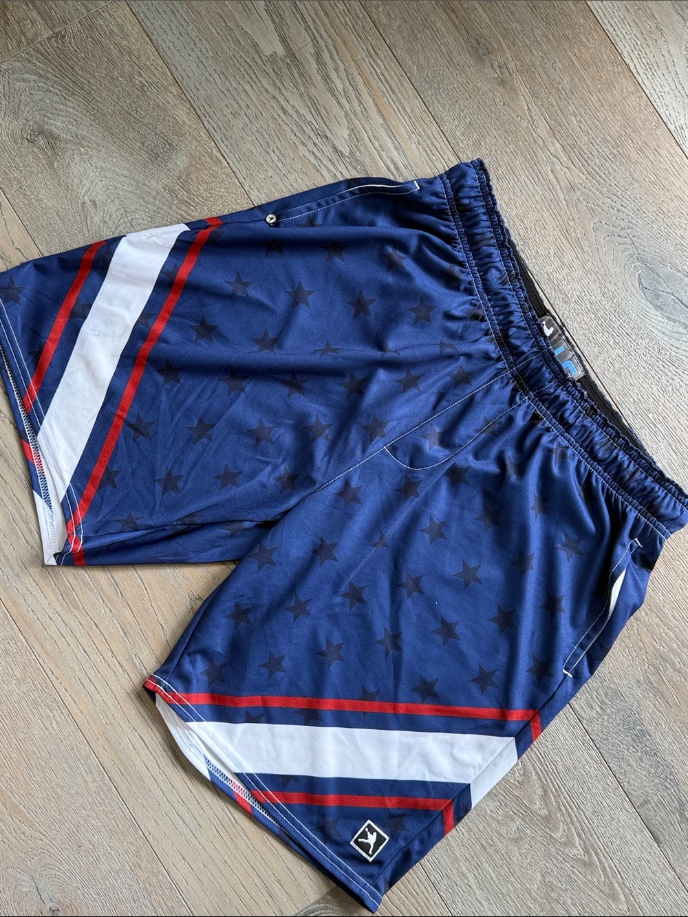 🥍 Mens Stars & Stripes USA Flag Lacrosse Unlimited LAX Athletic Shorts-Large